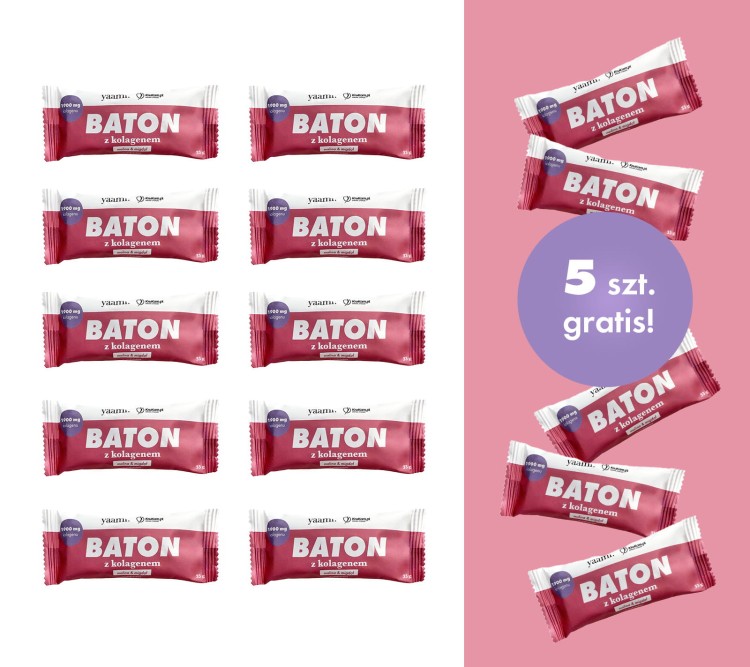 10 + 5 zestaw batonów z kolagenem - migdał + malina